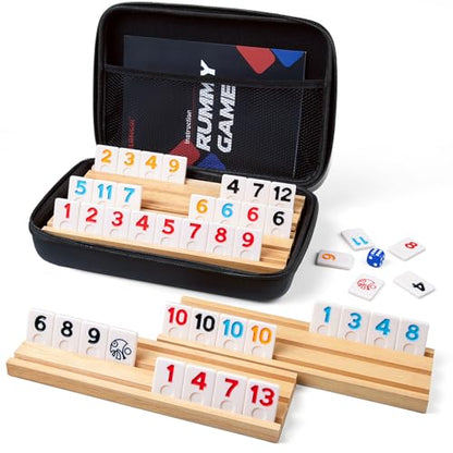 Rummy Cube Game Set with 4 Wooden Racks