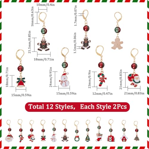 1 Box 24Pcs 12 Style Christmas Crochet Stitch Markers Stitch Marker Small Enamel Crochet Knitting Charms for Knitting Weaving Sewing Needleworks DIY Craft Supplies (24 Count)