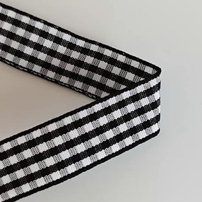 Black and White Wovon Edge Gingham Ribbon 25 Yard Each Roll 100% Polyester (75 Foot)