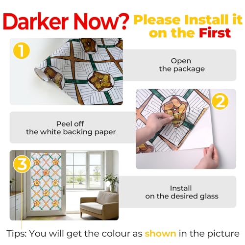 3D Stained Glass Window Privacy Film Decorative Non