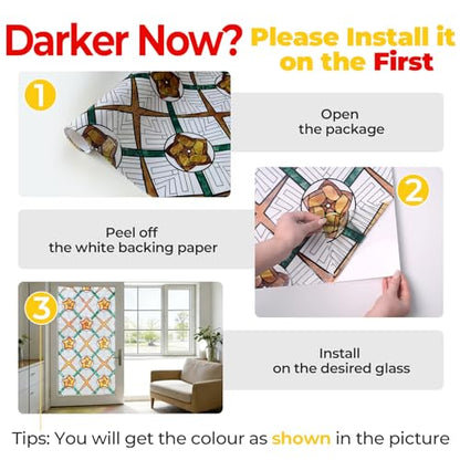 3D Stained Glass Window Privacy Film Decorative Non