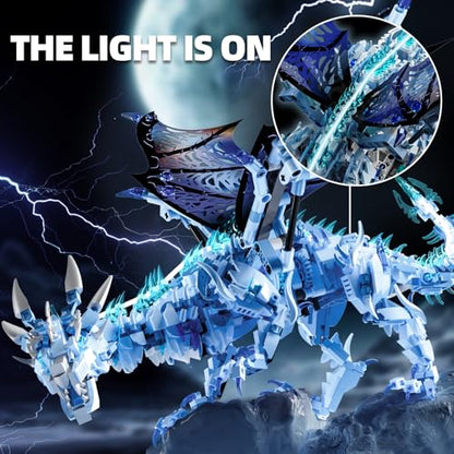 Mechanical Dark Ice Dragon Building Block Set with Motor