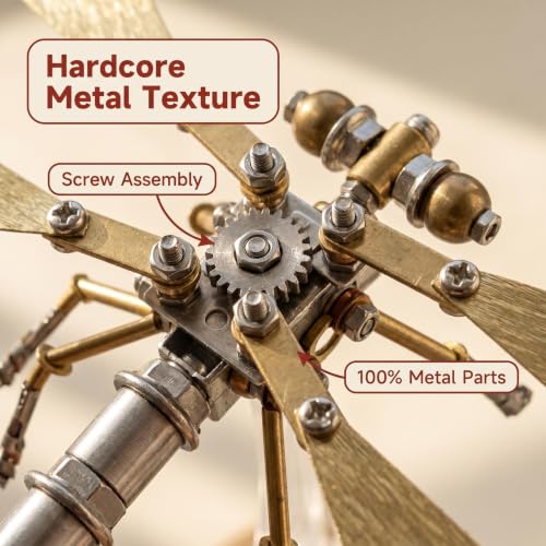 3D Metal Puzzle Kit for Adults Teens Steampunk Dragonfly 140+ Pcs Mechanical Assembly Models 3 Hours to Build Ideal for Gifts and Decorations