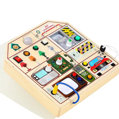 Montessori Wooden Busy Board for Toddlers 3 4 5 Years Old