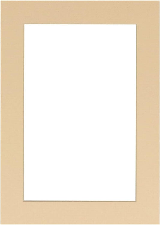 Pack of TEN 11x14 Mats Bevel Cut for 8.5x11 Photos - Acid Free Beige Precut Matboards For Pictures, Photos, Framing - 4-ply Thickness