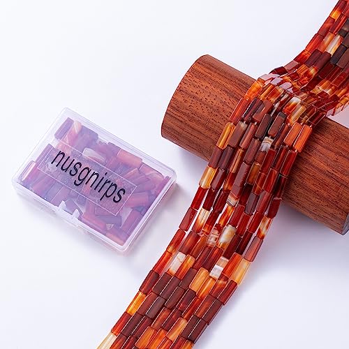 Natural Red Agate Rectangle Tube Beads 4x13mm 38cm (28 Count)