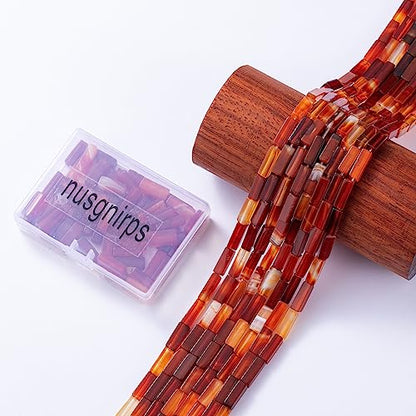 Natural Red Agate Rectangle Tube Beads 4x13mm 38cm (28 Count)