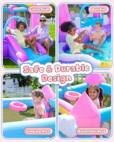 Pink Indoor Outdoor Inflatable Bounce House for Kids 3