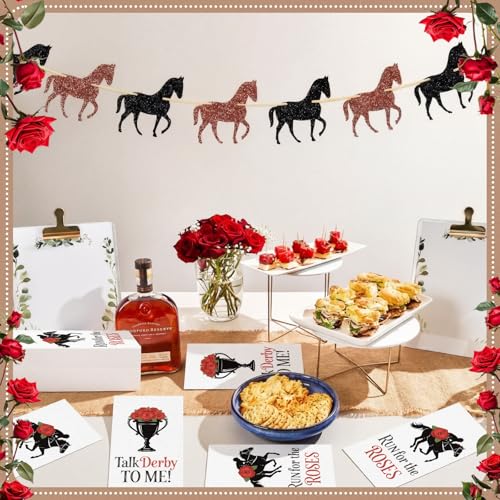 100 Pcs Derby Day Party Napkins Vintage Horse Racing Paper Guest Towels 2 Ply Horsing Decoupage Cocktail Napkins Disposable Run for the Roses Horse Hand Towels for Bathroom Home (100 Count)