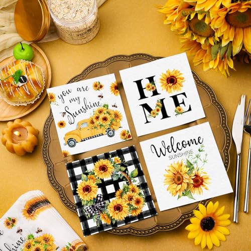 200 Pieces Summer Sunflower Cocktail Napkins 2