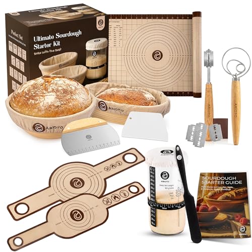 Sourdough Starter Kit with Bread Proofing Baskets & Tools