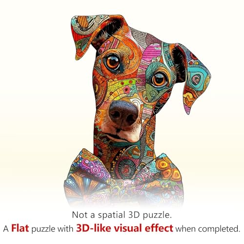 Dog Puzzles Colorful Mandala Unique Abstract Puppy Puzzle Adults Gifts for Women Men Wooden 115 Pieces 11.4 * 7.8in Wall Art Decor