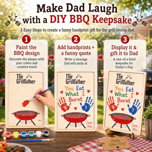 Grillfather BBQ Handprint Father's Day Crafts for Kids