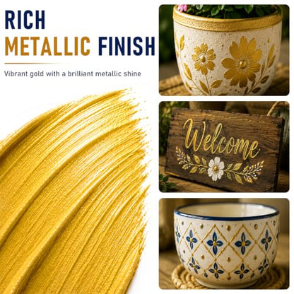 Metallic Gold Acrylic Paint Tubes (4.1 Fl Oz)