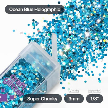 Craft Glitter Shaker Ocean Blue Holographic 110g Super Chunky (3.9 Ounce)