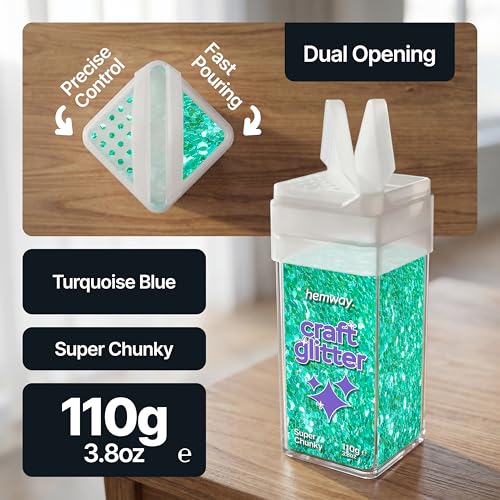 Craft Glitter Shaker Turquoise Blue 110g Super Chunky (3.8 Ounce)