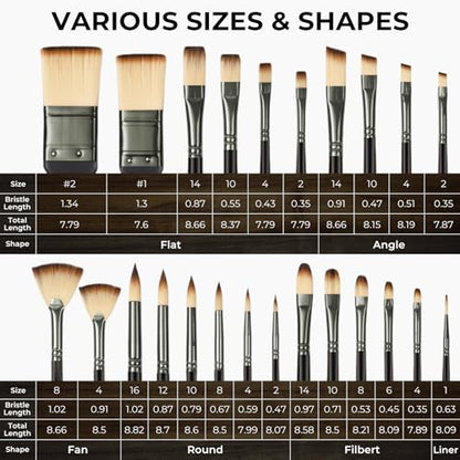 26pcs Professional Paint Brush Set with Palette Knife & Canvas Roll (26 Count)