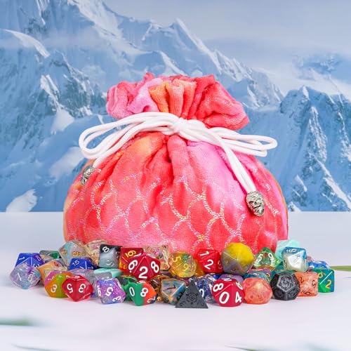 DND Dice Bags Large with Pockets Orange Storage Bag for D&D RPG Game (5.29 Ounce)
