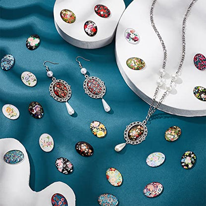 50pcs Oval Glass Cabochons