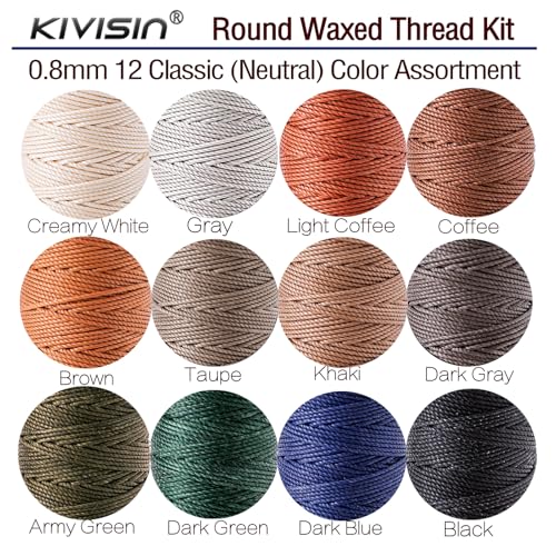12 Classic Colors Round Waxed Thread (12 Color)