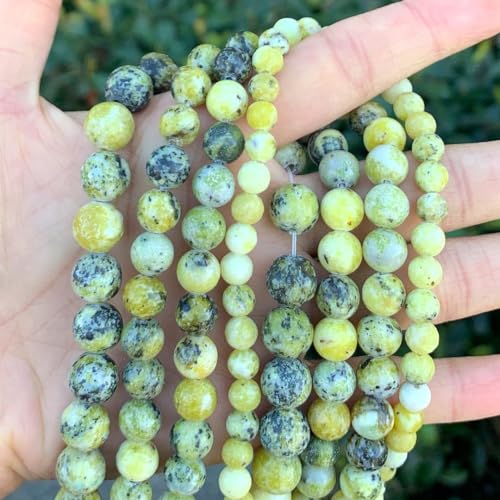 90pcs Adabele Natural Yellow Turquoise Gemstone 8mm Round Beads (92 Count)