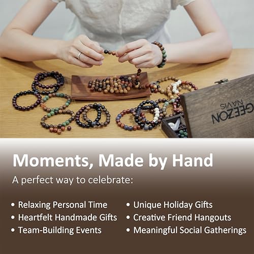 DIY Bracelet Making Kit Natural Wooden Stone Beads Gift Craft (296 Count)
