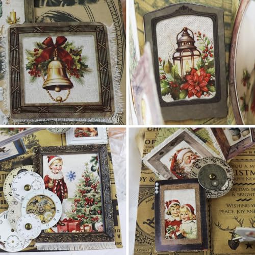 Vintage Junk Journal Items Kit Pre Cut Paper Cards Cutout Cardstock Art Aesthetic Decor Hollow Out Craft Elements Small Embellishments Supplies for Adults Scrapbook Pack