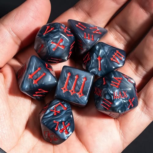 7 Die DND Dice Set Polyhedral Dice Set with a Leather Dice Bag (7 Count)