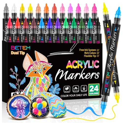 Acrylic Paint Markers Dual Tip (24 Count)