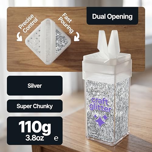Craft Glitter Shaker Silver 110g Super Chunky (3.9 Ounce)