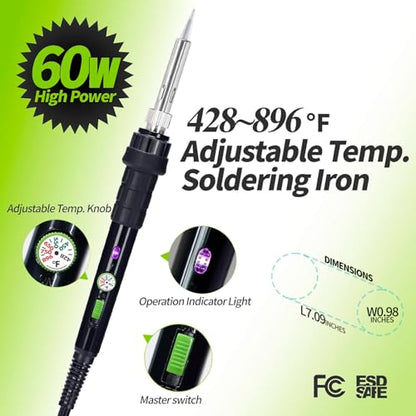 947 III 60W Soldering Iron Kit Adjustable Temperature with Sticky Holder