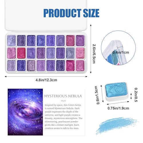 Mini Glitter Watercolor Paint Set with Paper (24 Count)