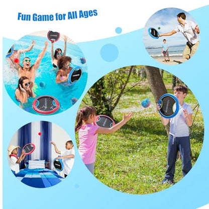 Bouncy Paddle Ball Game for Kids with 2 EVA Foam Trampoline Paddles and 4 Balls