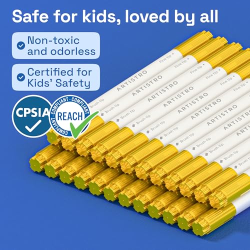 24 Gold Dual Tip Acrylic Paint Marker Pens for Drawing (24 Count)