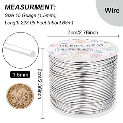 15 Gauge 220Feet Soft Aluminum Wire Anodized Jewelry Craft Making Beading Floral Colored Aluminum Craft Wire for Gem Wrapping (220 Foot)