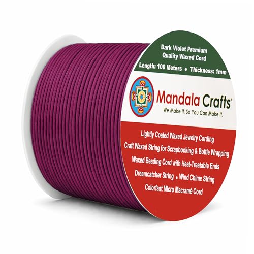 1mm Dark Violet Cotton Waxed Cord for Jewelry Making (327 Foot)