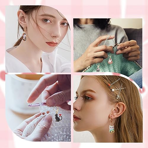 1 Box 20Pcs 10 Style Locking Stitch Marker Cute Stitch Markers Cat Pet Animal Leverback Knitting Charms Knitting Tools for Weaving Sewing Needleworks Women Adults DIY Crafts