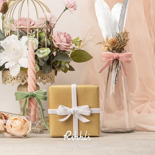 Polyester White Velvet Ribbon (30 Foot)