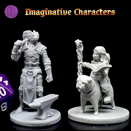 Hero, Player-Character, NPC DND Miniatures, 28mm32mm Unpainted D&D Minis Dungeons & Dragons Figures D D Bulk Pathfinder Fantasy Tabletop Fantasy Minis Set (15 Count)