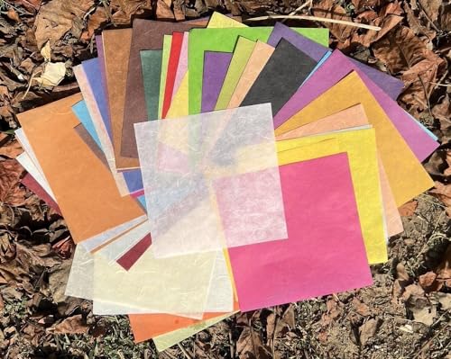 50 Colors 50 Sheets 6 x 6 Inches Natural Fiber Mulberry Tree Square Origami Paper Arts Folding Craft (50 Count)