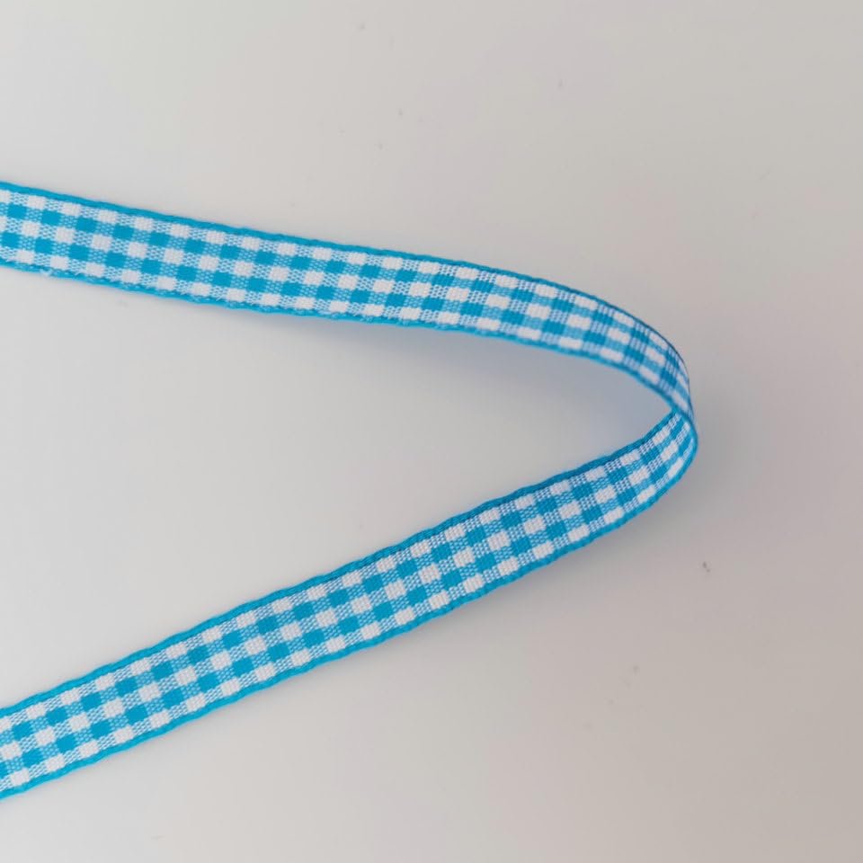 Vivid Blue and White Woven Edge Plaid Ribbon 100% Polyester Gingham Ribbon 25 Yards Each Roll (75 Foot)