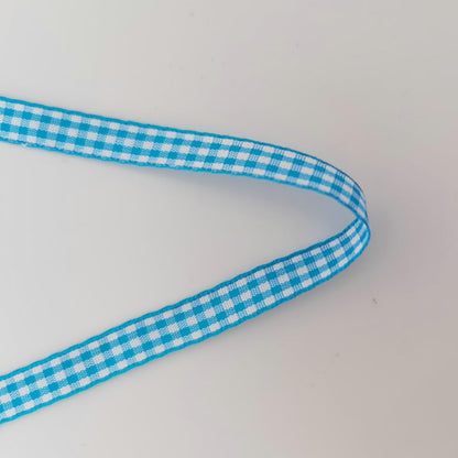 Vivid Blue and White Woven Edge Plaid Ribbon 100% Polyester Gingham Ribbon 25 Yards Each Roll (75 Foot)