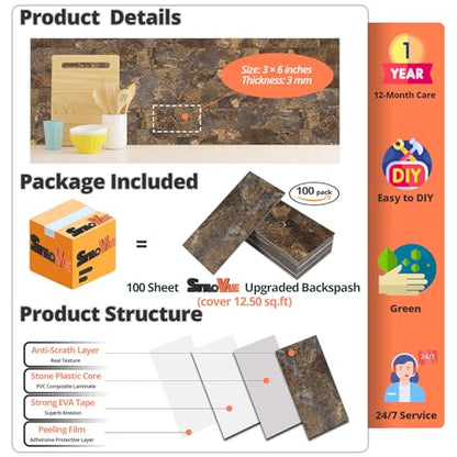4 Pieces Peel and Stick Backsplash for Kitchen