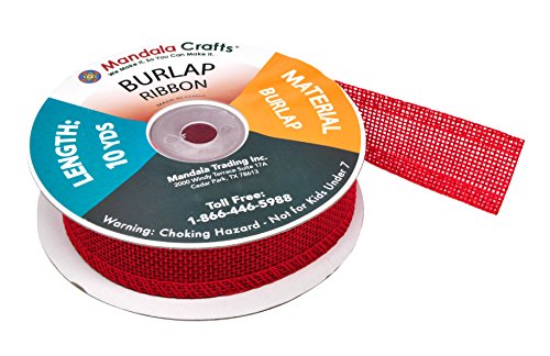 1 Inch Wide Red Burlap Ribbon for Crafts (60 Foot)