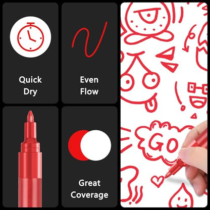 Acrylic Red Paint Pens (8 Count)