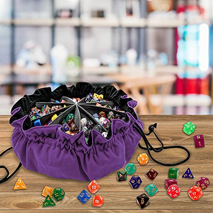 Large Dice Bag with Pockets Big Capacity Dice Bag Drawstring Pouch
