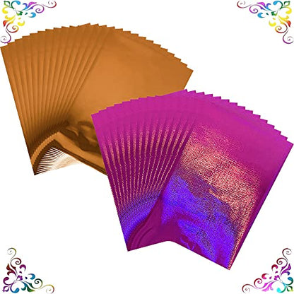 100PCS Toner Reactive Foil for Card Making 11.4x7.9inch Transfer Foil Paper for Circut Foil Transfer Foil Roll Toner Reactive Foil Foil by Laser Printer&Laminator Embossed Metallic Foil Paper Sheets (100 Count)