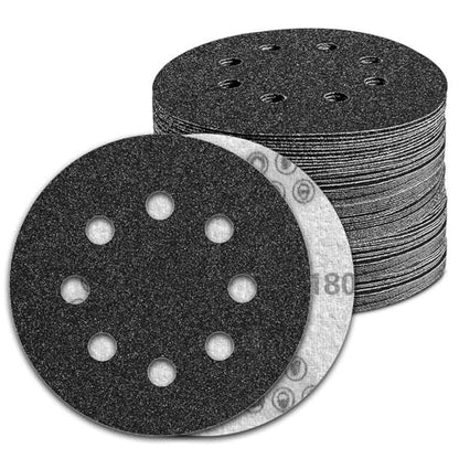 100 Pcs 5 inch Wet Dry Sanding Discs Grit 180 Hook and Loop 8 Hole Silicon Carbide Orbital Sander Sandpaper (100 Count)