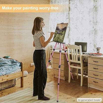 Pink 17 66 Inch Adjustable Art Easel Stand for Painting and Sign