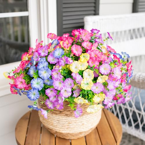 Artificial Flowers Fake Plants for Outdoors Decoration (12 Count)